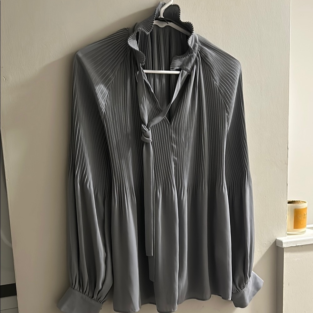 Elegant Gray Pleated Women's Top